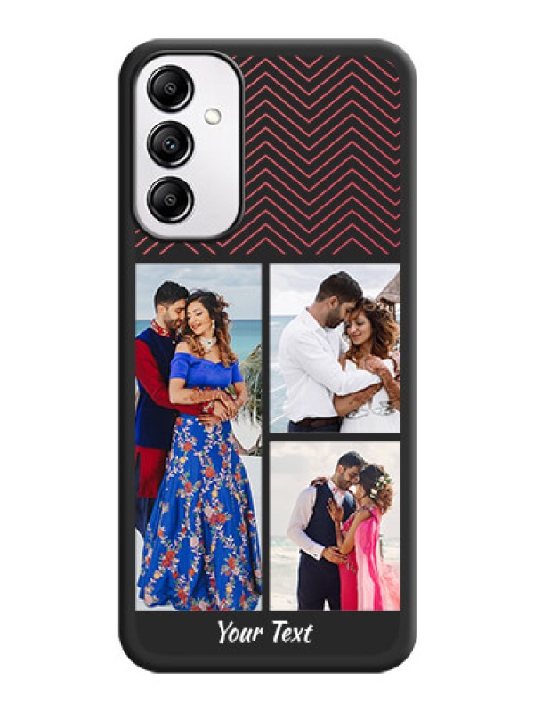 Custom Wave Pattern with 3 Image Holder on Space Black Custom Soft Matte Back Cover -Galaxy A14 4G