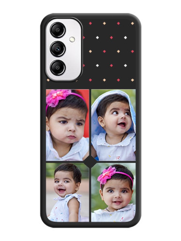 Custom Multicolor Dotted Pattern with 4 Image Holder on Space Black Custom Soft Matte Phone Cases -Galaxy A14 4G
