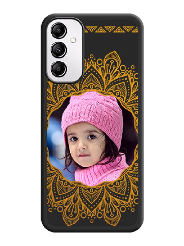 Custom Round Image with Floral Design - Photo on Space Black Soft Matte Mobile Cover -Galaxy A14 4G