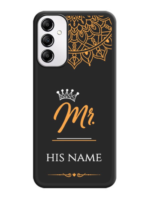 Custom Mr Name with Floral Design  on Personalised Space Black Soft Matte Cases -Galaxy A14 4G