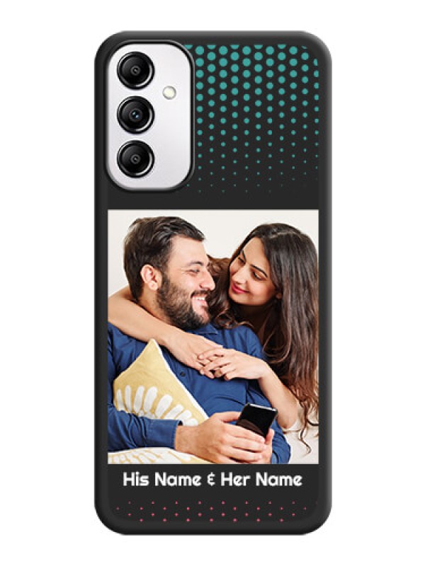 Custom Faded Dots with Grunge Photo Frame and Text on Space Black Custom Soft Matte Phone Cases -Galaxy A14 4G
