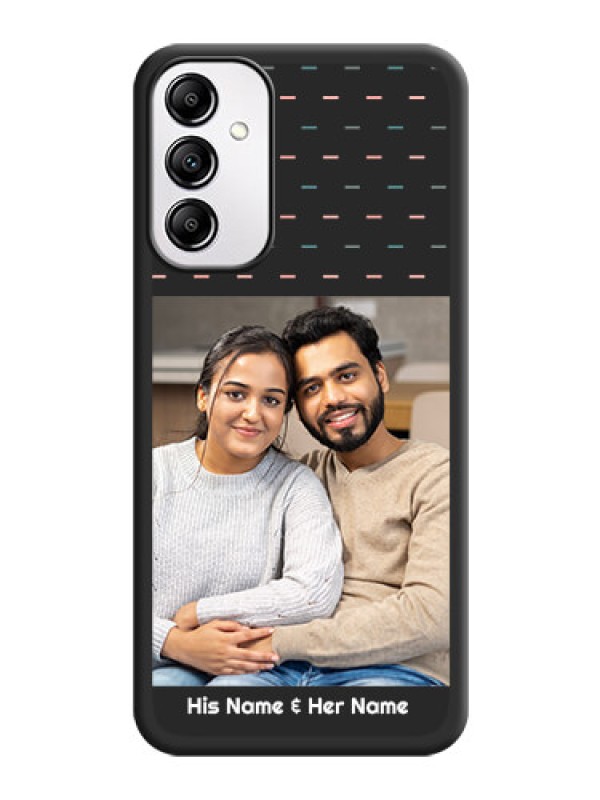 Custom Line Pattern Design with Text on Space Black Custom Soft Matte Phone Back Cover - Samsung Galaxy A14