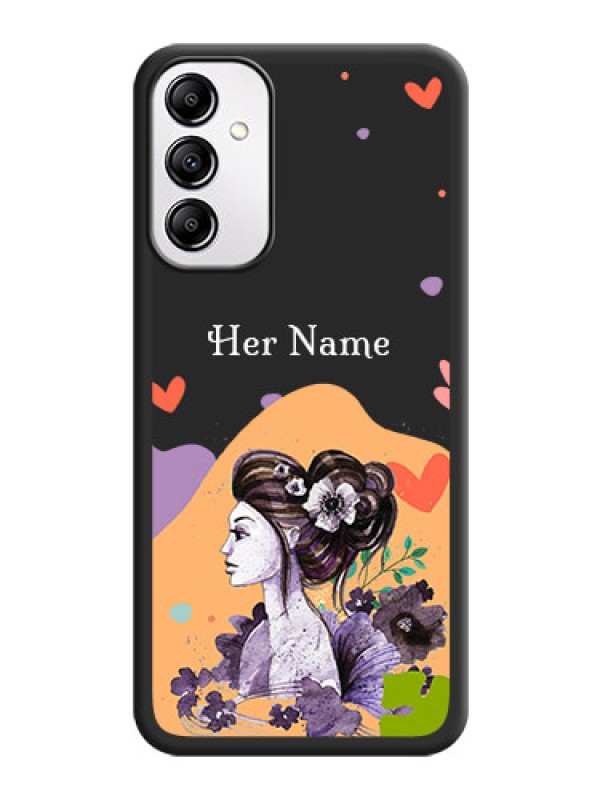Custom Namecase For Her With Fancy Lady Image On Space Black Personalized Soft Matte Phone Covers -Samsung Galaxy A14