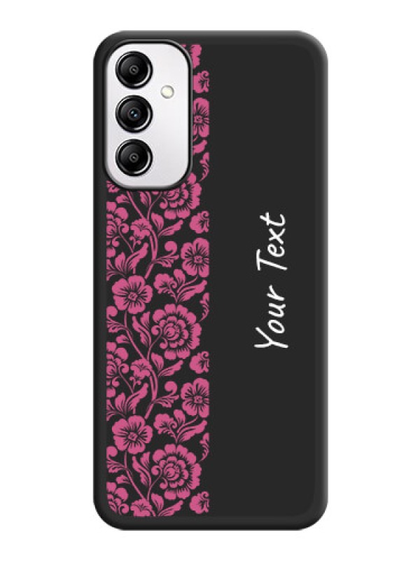Custom Pink Floral Pattern Design With Custom Text On Space Black Personalized Soft Matte Phone Covers -Samsung Galaxy A14