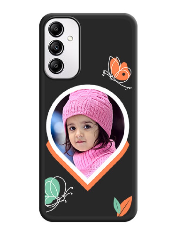 Custom Upload Pic With Simple Butterly Design On Space Black Personalized Soft Matte Phone Covers -Samsung Galaxy A14