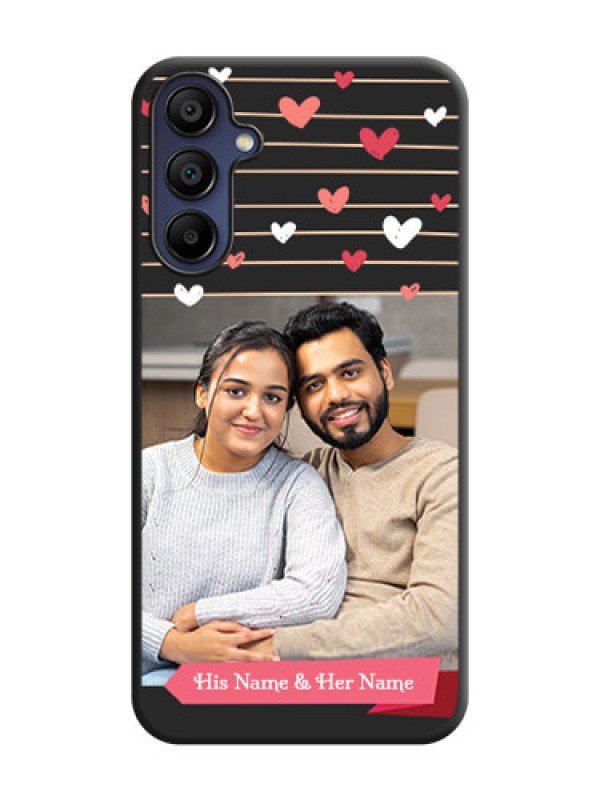 Custom Love Pattern with Name on Pink Ribbon - Photo on Space Black Soft Matte Back Cover - Galaxy A15 5G