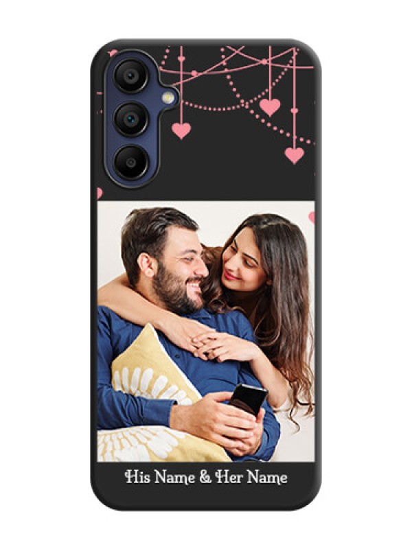 Custom Pink Love Hangings with Text on Space Black Custom Soft Matte Back Cover - Galaxy A15 5G