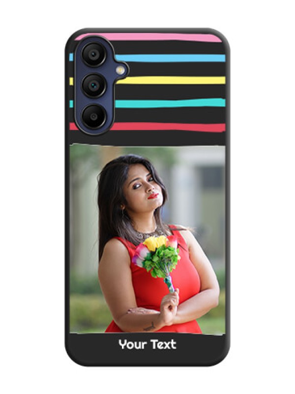 Custom Multicolor Lines with Image on Space Black Personalized Soft Matte Phone Covers - Galaxy A15 5G