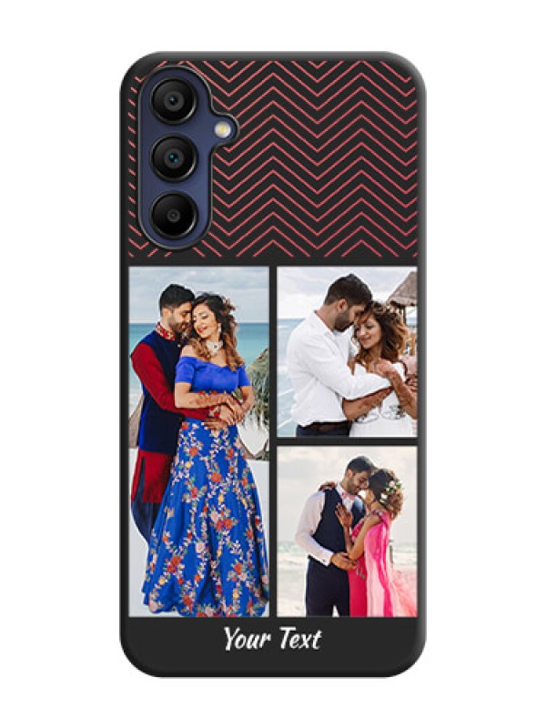 Custom Wave Pattern with 3 Image Holder on Space Black Custom Soft Matte Back Cover - Galaxy A15 5G