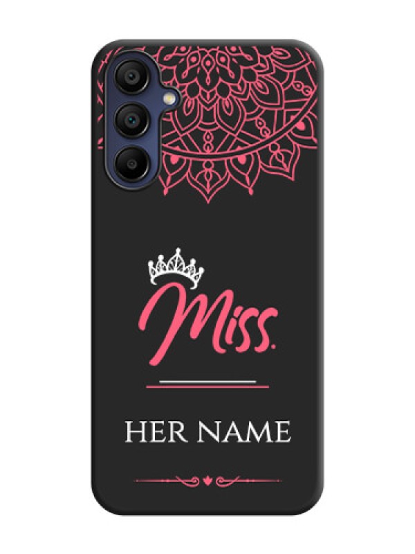 Custom Mrs Name with Floral Design on Space Black Personalized Soft Matte Phone Covers - Galaxy A15 5G