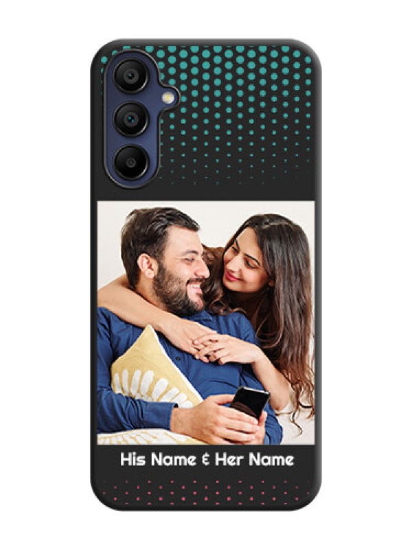 Custom Faded Dots with Grunge Photo Frame and Text on Space Black Custom Soft Matte Phone Cases - Galaxy A15 5G