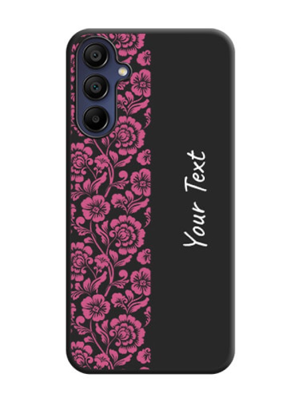 Custom Pink Floral Pattern Design With Custom Text On Space Black Personalized Soft Matte Phone Covers - Galaxy A15 5G