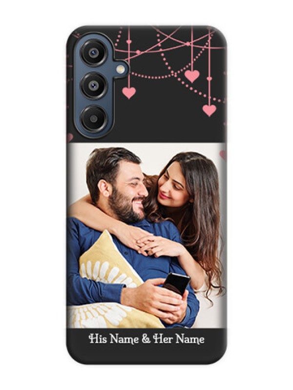 Custom Pink Love Hangings with Text On Space Black Custom Soft Matte Mobile Back Cover - Galaxy A16 5G