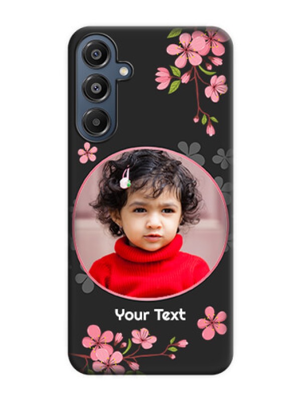 Custom Round Image with Pink Color Floral Design on Photo On Space Black Custom Soft Matte Mobile Back Cover - Galaxy A16 5G