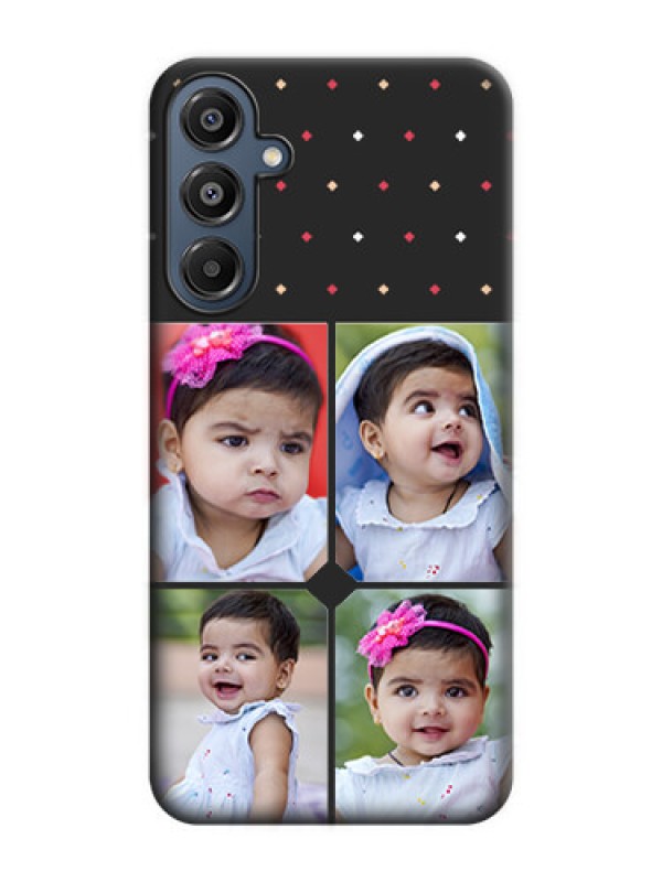 Custom Multicolor Dotted Pattern with 4 Image Holder On Space Black Custom Soft Matte Mobile Back Cover - Galaxy A16 5G