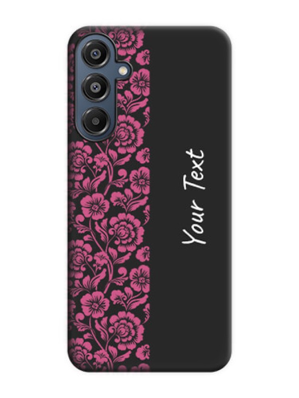 Custom Pink Floral Pattern Design With Custom Text On Space Black Custom Soft Matte Mobile Back Cover - Galaxy A16 5G