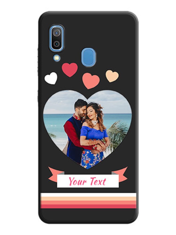 Custom Love Shaped Photo with Colorful Stripes on Personalised Space Black Soft Matte Cases - Galaxy A20