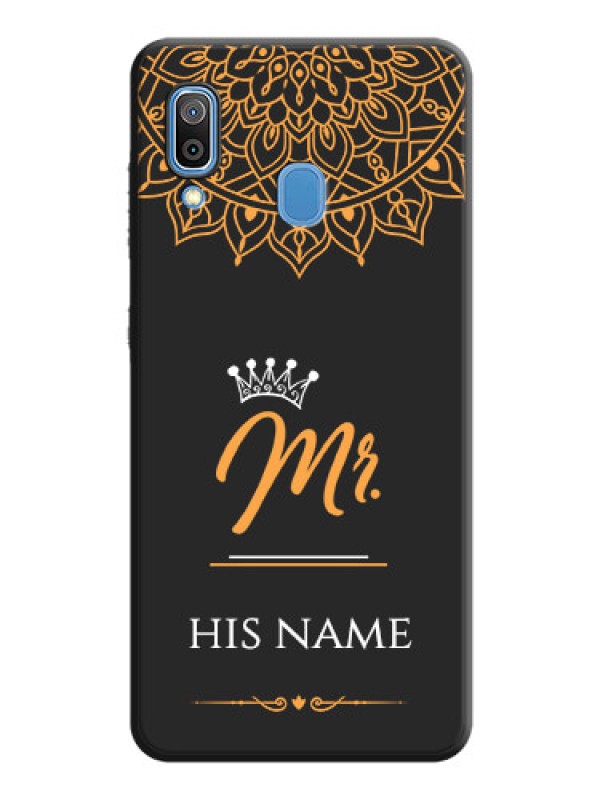 Custom Mr Name with Floral Design  on Personalised Space Black Soft Matte Cases - Galaxy A20