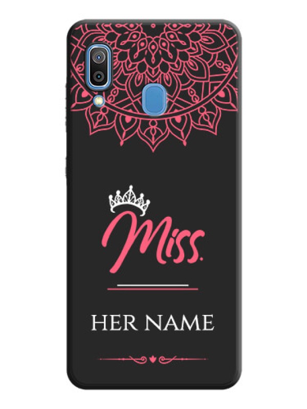 Custom Mrs Name with Floral Design on Space Black Personalized Soft Matte Phone Covers - Galaxy A20