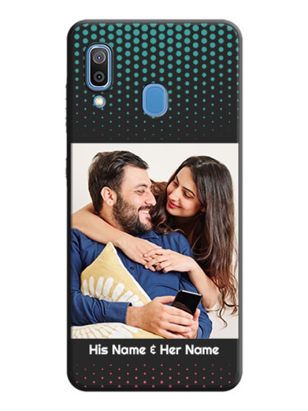 Custom Faded Dots with Grunge Photo Frame and Text on Space Black Custom Soft Matte Phone Cases - Galaxy A20