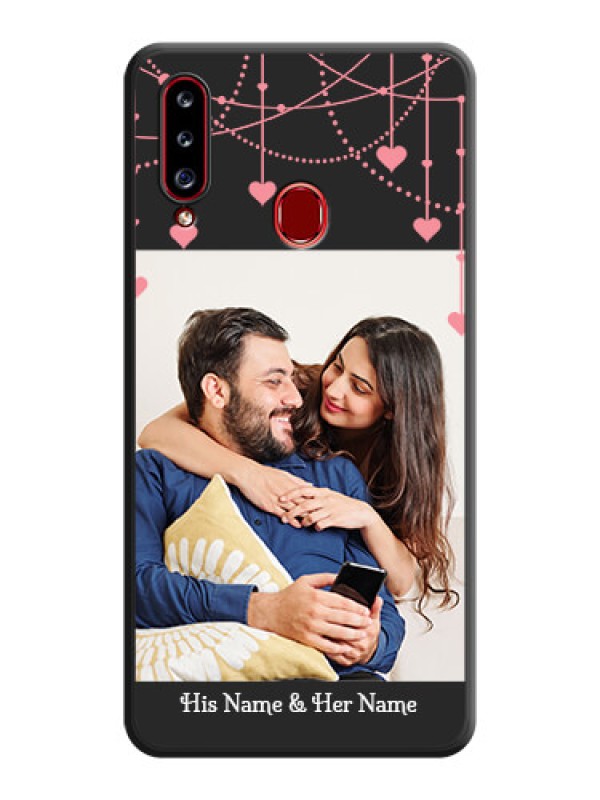Custom Pink Love Hangings with Text on Space Black Custom Soft Matte Back Cover - Galaxy A20s