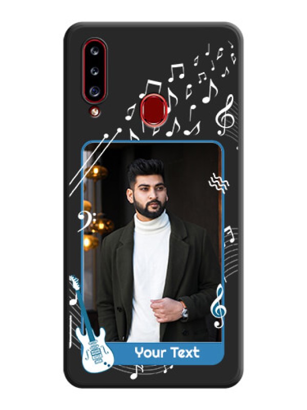 Custom Musical Theme Design with Text on Photo on Space Black Soft Matte Mobile Case - Galaxy A20s