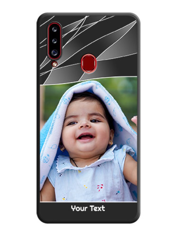 Custom Mixed Wave Lines on Photo on Space Black Soft Matte Mobile Cover - Galaxy A20s