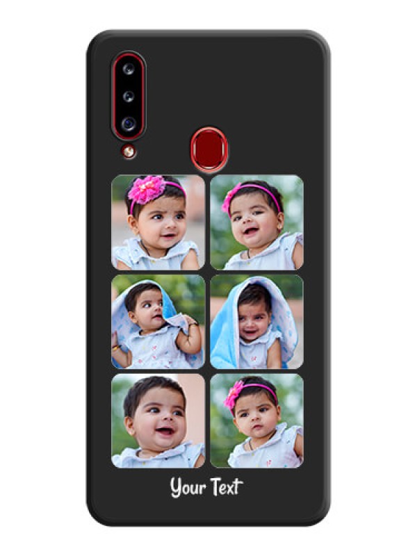Custom Floral Art with 6 Image Holder on Photo on Space Black Soft Matte Mobile Case - Galaxy A20s