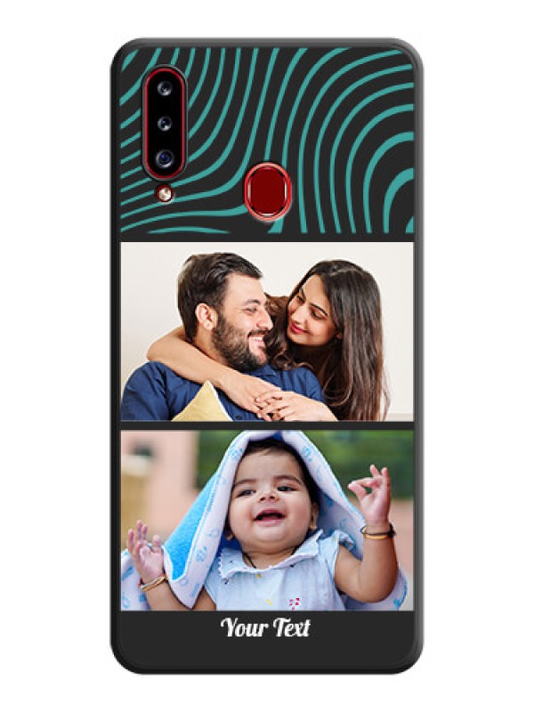 Custom Wave Pattern with 2 Image Holder on Space Black Personalized Soft Matte Phone Covers - Galaxy A20s