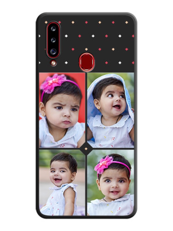 Custom Multicolor Dotted Pattern with 4 Image Holder on Space Black Custom Soft Matte Phone Cases - Galaxy A20s