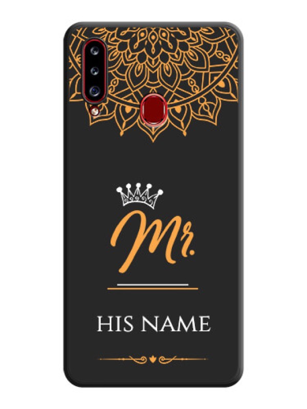 Custom Mr Name with Floral Design  on Personalised Space Black Soft Matte Cases - Galaxy A20s