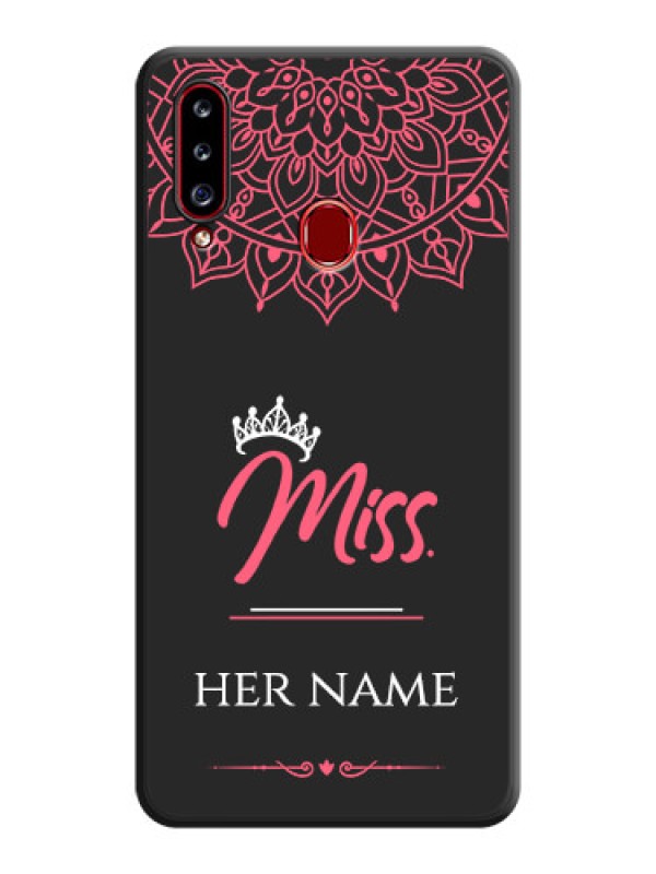Custom Mrs Name with Floral Design on Space Black Personalized Soft Matte Phone Covers - Galaxy A20s