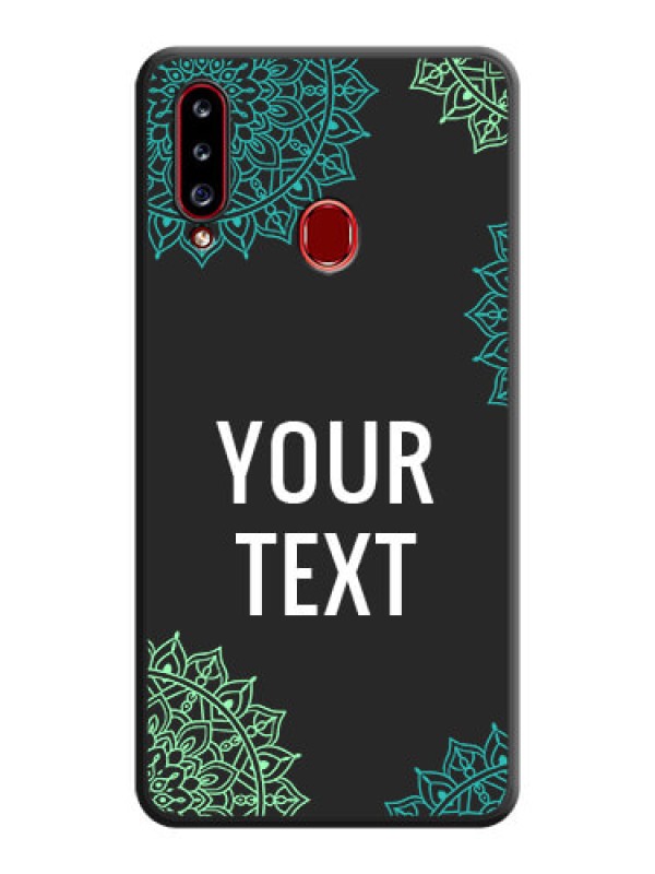 Custom Your Name with Floral Design on Space Black Custom Soft Matte Back Cover - Galaxy A20s