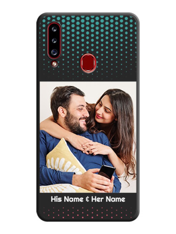 Custom Faded Dots with Grunge Photo Frame and Text on Space Black Custom Soft Matte Phone Cases - Galaxy A20s