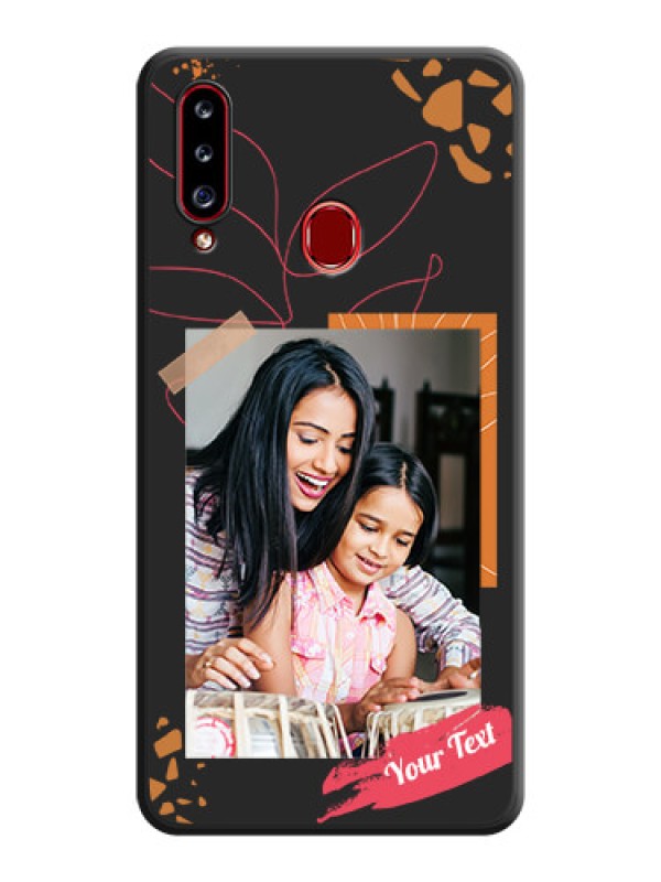 Custom Orange Photo Frame on Space Black Custom Soft Matte Phone Back Cover - Galaxy A20s