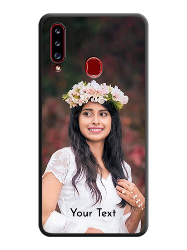 Custom Full Single Pic Upload With Text On Space Black Personalized Soft Matte Phone Covers -Samsung Galaxy A20S