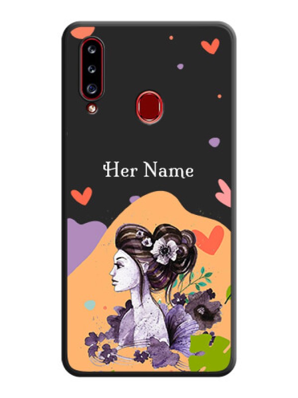 Custom Namecase For Her With Fancy Lady Image On Space Black Personalized Soft Matte Phone Covers -Samsung Galaxy A20S