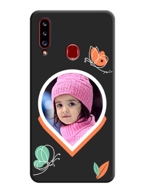 Custom Upload Pic With Simple Butterly Design On Space Black Personalized Soft Matte Phone Covers -Samsung Galaxy A20S