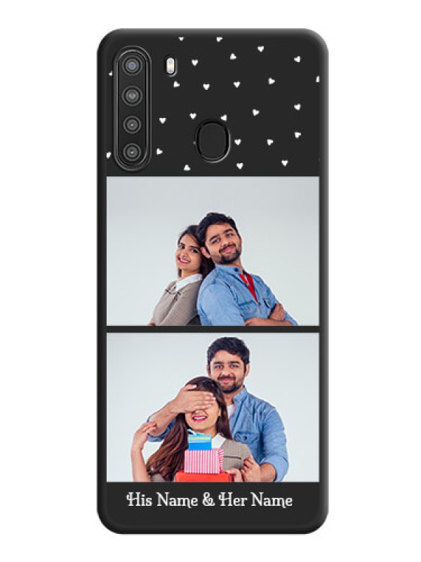 Custom Miniature Love Symbols with Name on Space Black Custom Soft Matte Back Cover - Galaxy A21