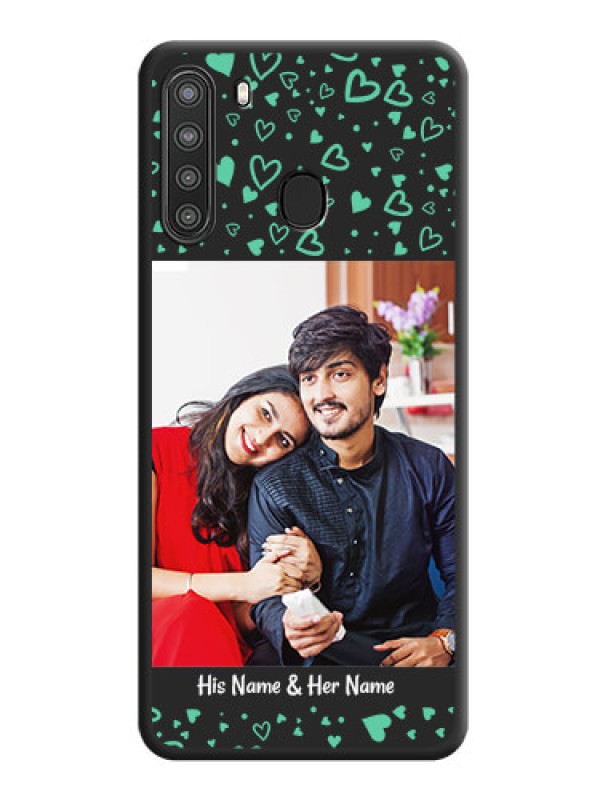 Custom Sea Green Indefinite Love Pattern on Photo on Space Black Soft Matte Mobile Cover - Galaxy A21