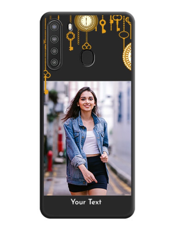 Custom Decorative Design with Text on Space Black Custom Soft Matte Back Cover - Galaxy A21