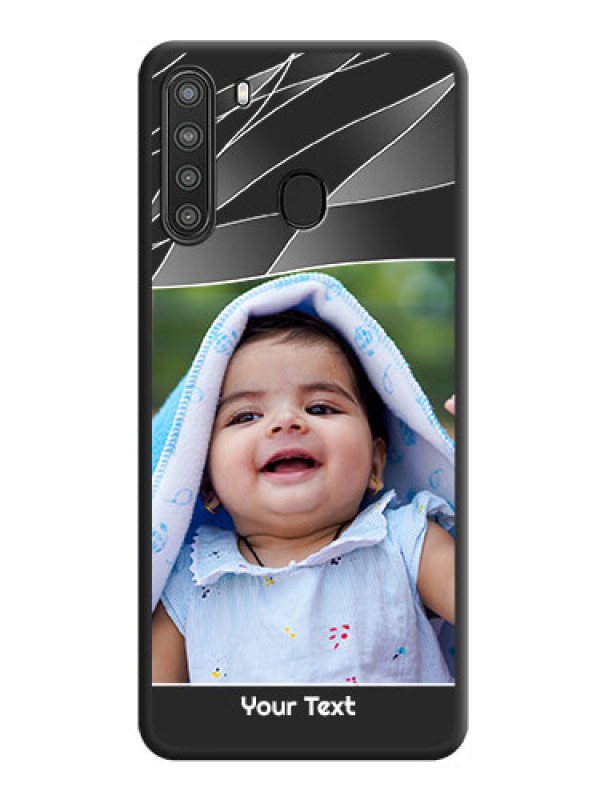 Custom Mixed Wave Lines on Photo on Space Black Soft Matte Mobile Cover - Galaxy A21