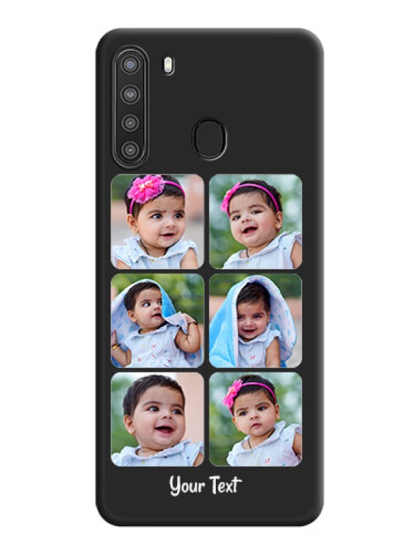 Custom Floral Art with 6 Image Holder on Photo on Space Black Soft Matte Mobile Case - Galaxy A21