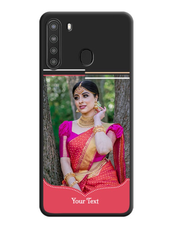 Custom Classic Plain Design with Name on Photo on Space Black Soft Matte Phone Cover - Galaxy A21