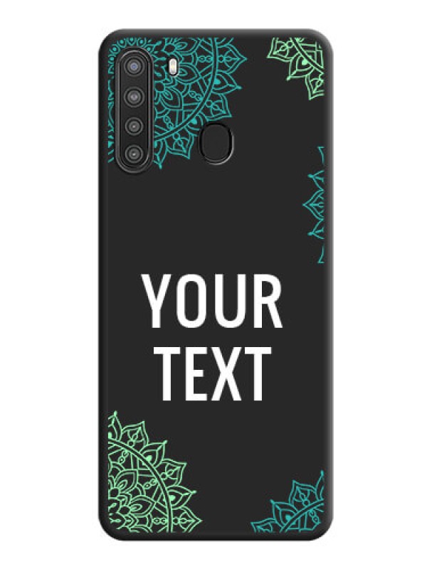 Custom Your Name with Floral Design on Space Black Custom Soft Matte Back Cover - Galaxy A21