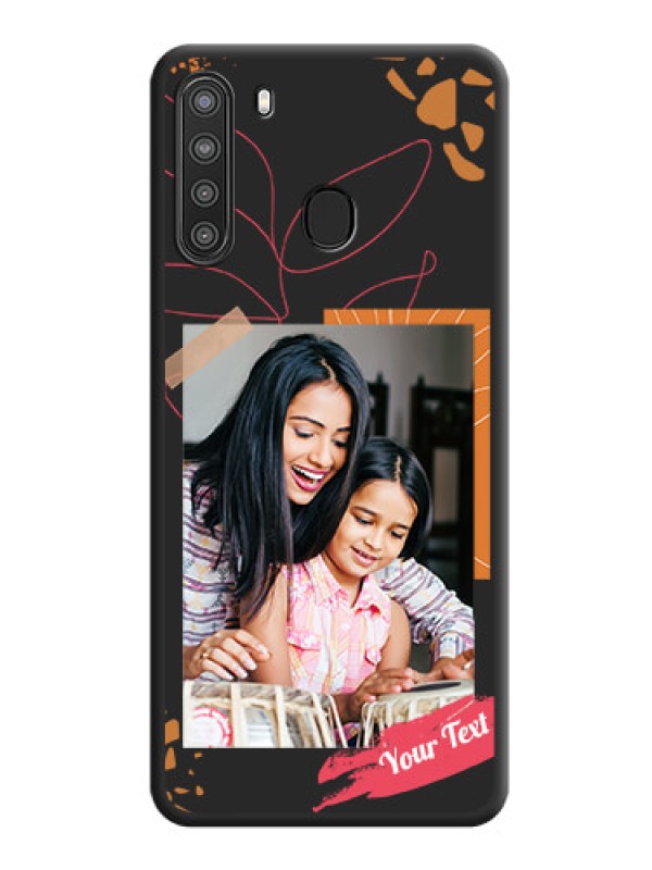 Custom Orange Photo Frame on Space Black Custom Soft Matte Phone Back Cover - Galaxy A21