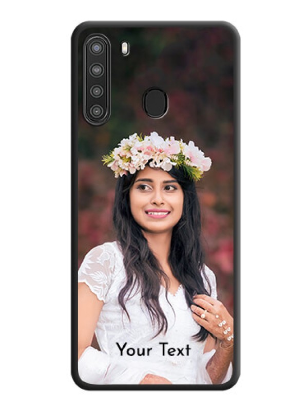 Custom Full Single Pic Upload With Text On Space Black Personalized Soft Matte Phone Covers -Samsung Galaxy A21