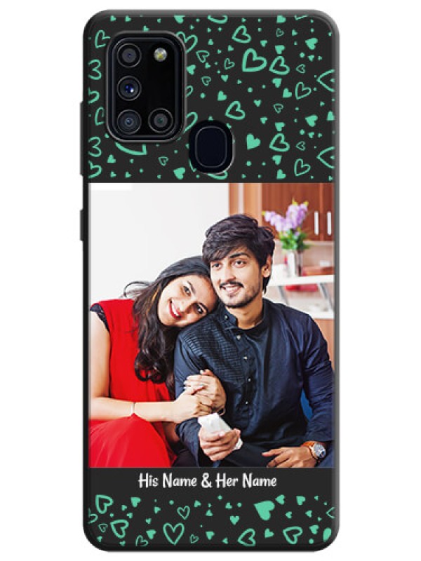 Custom Sea Green Indefinite Love Pattern - Photo on Space Black Soft Matte Mobile Cover - Galaxy A21S