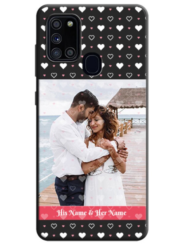 Custom White Color Love Symbols with Text Design - Photo on Space Black Soft Matte Phone Cover - Galaxy A21S