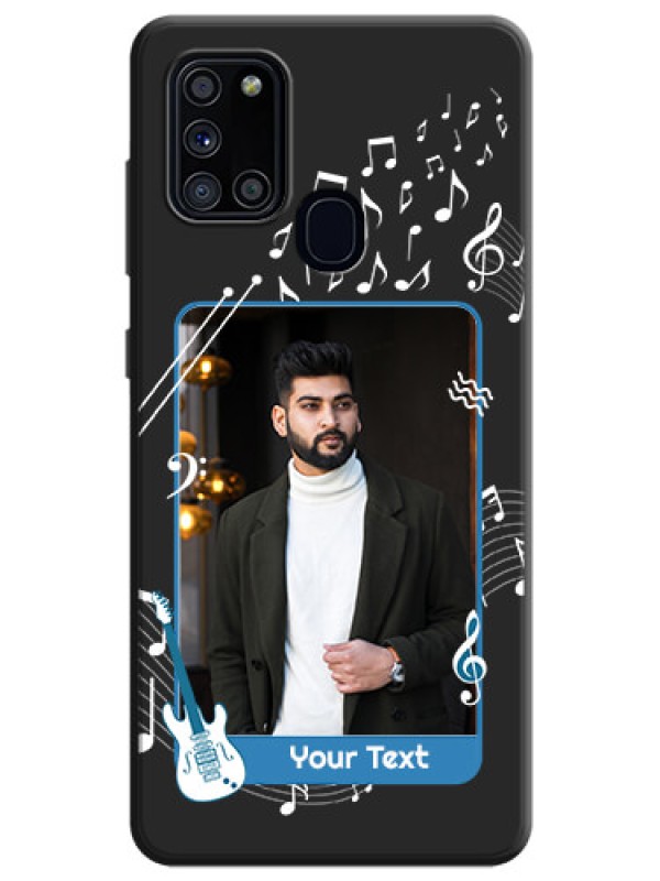 Custom Musical Theme Design with Text - Photo on Space Black Soft Matte Mobile Case - Galaxy A21S
